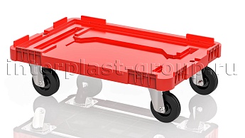 Тележка пластиковая сплошная без тормозов усиленная красная в Новокузнецке