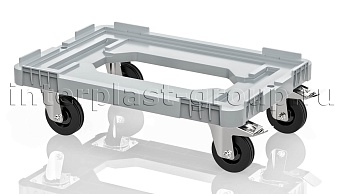 Тележка пластиковая с отверстием 2 колеса с тормозом серая в Новокузнецке Тележка пластиковая с отверстием 2 колеса с тормозом серая в Новокузнецке
