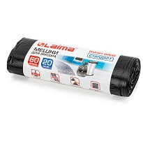 Мешки для мусора 60 л, черные, в рулоне 20 шт., ПНД, 10 мкм, 700х600 мм, LAIMA, 601381 в Новокузнецке