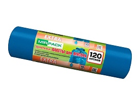 Мешки для мусора 120 л, синие, в рулоне 10 шт., ПНД, 14 мкм, 1100х700 мм, EXTRA, ex1201802 в Новокузнецке Мешки для мусора 120 л, синие, в рулоне 10 шт., ПНД, 14 мкм, 1100х700 мм, EXTRA, ex1201802 в Новокузнецке