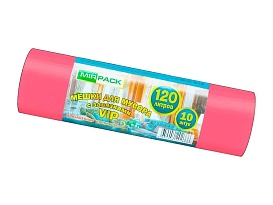 Мешки для мусора 120 л, с завязками, красные, в рулоне 10 шт., ПНД, 15 мкм, 800х750 мм, VIP, Z12010red в Новокузнецке