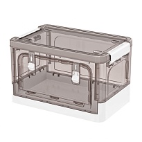 Ящик пластиковый складной прозрачный коричневый, дно белое, 360х235х230 мм, с колесиками в Новокузнецке
