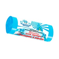 Мешки для мусора 30 л, голубые, в рулоне 30 шт. + 3 пакета в подарок, ПНД, 5 мкм, 560х480 мм, Королевство Чистоты, МК3964 (ПЭКЧ-30-30г) в Новокузнецке