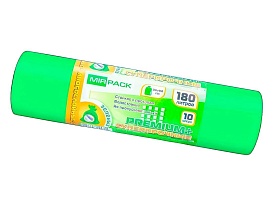 Мешки для мусора 180 л, ароматизированные, зеленые, в рулоне 10 шт., ПВД, 35 мкм, 1100х930 мм, PREMIUM+, 180105301 в Новокузнецке