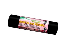 Мешки для мусора 180 л, ароматизированные, черные, в рулоне 10 шт., ПВД, 50 мкм, 1100х930 мм, EXTRA black, 18008301 в Новокузнецке