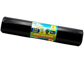 Мешки для мусора 200 л, ароматизированные, черные, в рулоне 10 шт., ПВД, 100 мкм, 1200х800 мм, Добрыня, Dob20010black в Новокузнецке