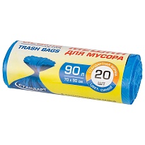 Мешки для мусора 90 л, синие, в рулоне 20 шт., ПНД, 14 мкм, 900х700 мм, LAIMA ULTRA, 607693 в Новокузнецке