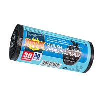 Мешки для мусора 30 л, с ушками, черные, в рулоне 30 шт., ПНД, 9 мкм, 600х500 мм, Крепак, 4607075710450 в Новокузнецке Мешки для мусора 30 л, с ушками, черные, в рулоне 30 шт., ПНД, 9 мкм, 600х500 мм, Крепак, 4607075710450 в Новокузнецке