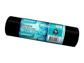 Мешки для мусора 160 л, ароматизированные, черные, в рулоне 10 шт., ПВД, 80 мкм, 1100х930 мм, EXPORT, exp16010142 в Новокузнецке