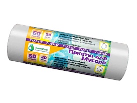 Мешки для мусора 60 л, белые, в рулоне 20 шт., ПНД, 7 мкм, 700х600 мм, MIRPACK Classik, 602052 в Новокузнецке
