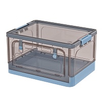 Ящик пластиковый складной прозрачный коричневый, дно синее,490х360х280 мм, с колесиками в Новокузнецке
