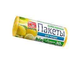 Мешки для мусора 30 л, ароматизированные, Лимон, желтые, в рулоне 20 шт., ПНД, 9 мкм, 560х530 мм, GRIFON Aroma, 101-020 Li в Новокузнецке Мешки для мусора 30 л, ароматизированные, Лимон, желтые, в рулоне 20 шт., ПНД, 9 мкм, 560х530 мм, GRIFON Aroma, 101-020 Li в Новокузнецке