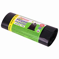 ММешки для мусора 60 л, черные, в рулоне 20 шт., ПНД, 8 мкм, 650х580 мм, Любаша, 608092 в Новокузнецке