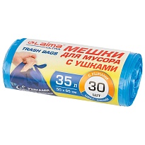 Мешки для мусора 35 л, с ушками, синие, в рулоне 30 шт., ПНД, 11 мкм, 650х500 мм, LAIMA ULTRA, 607684 в Новокузнецке