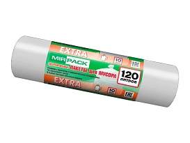 Мешки для мусора 120 л, белые, в рулоне 10 шт., ПНД, 14 мкм, 1100х700 мм, EXTRA, ex1201803 в Новокузнецке