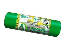 Мешки для мусора 300 л, зеленые, в рулоне 10 шт., ПВД 70 мкм, 1400х1000 мм, PREMIUM+, 300101601 в Новокузнецке Мешки для мусора 300 л, зеленые, в рулоне 10 шт., ПВД 70 мкм, 1400х1000 мм, PREMIUM+, 300101601 в Новокузнецке