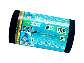 Мешки для мусора 100 л, черные, в рулоне 10 шт., ПВД, 70 мкм, 1000х600 мм, PREMIUM+, 1001076 в Новокузнецке