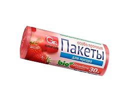 Мешки для мусора 30 л, ароматизированные, Клубника, красные, в рулоне 20 шт., ПНД, 9 мкм, 560х530 мм, GRIFON Aroma, 101-020 K в Новокузнецке